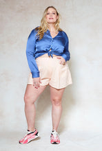 Load image into Gallery viewer, shiny-blouse-blue